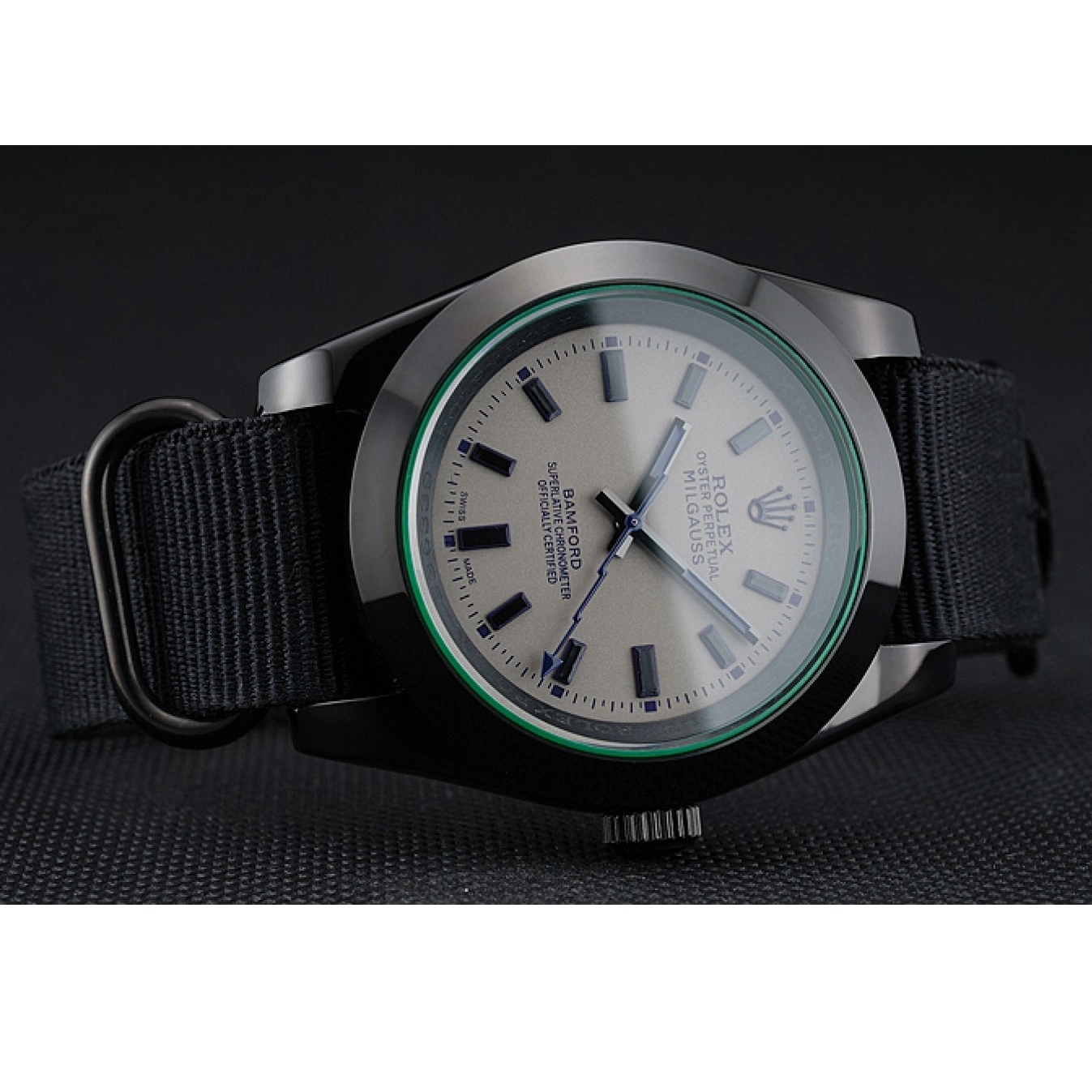 AAA replica watch Milgauss 622000 Bamford Rolex Nylon Strap Black 0815